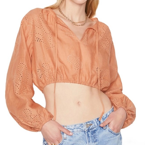 NWT $723 FRAME Eyelet Linen Maxi Skirt and Shirred Crop Eyelet Blouse - size XS! - Picture 10 of 10